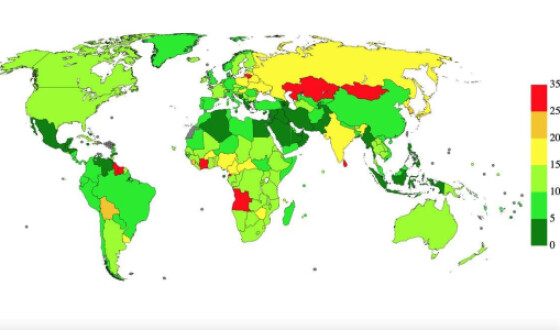 Опублікована карта природного приросту населення в світі