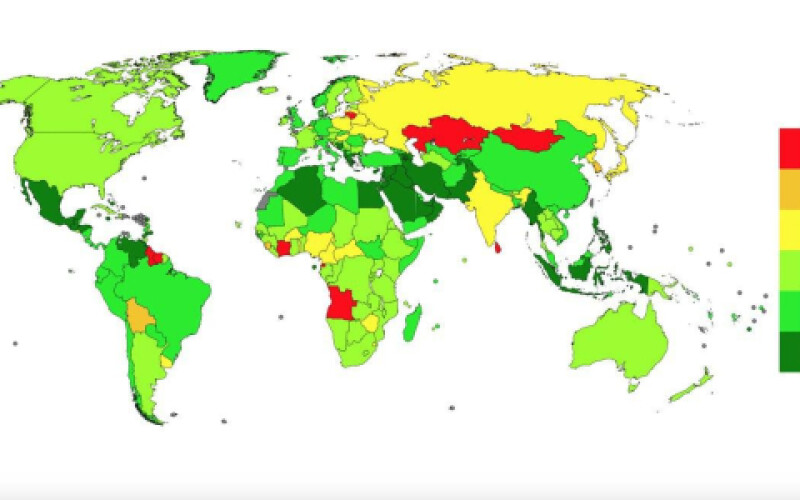 Опублікована карта природного приросту населення в світі