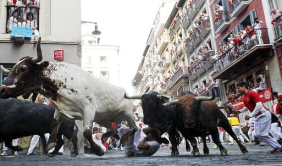 Во время забега с быками в Испании погиб человек