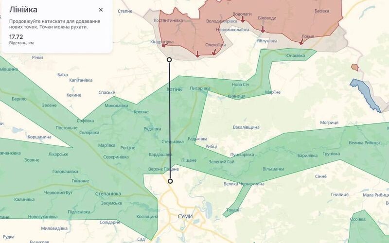 Російські війська активно просуваються на Сумському напрямку