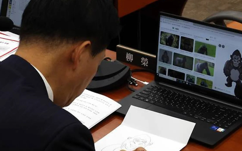 У Південній Кореї депутат під час засідання парламенту малював горилу