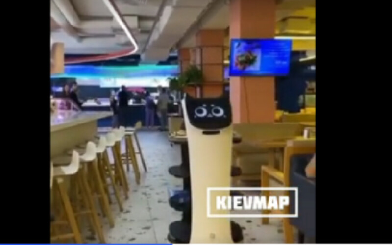 Робот-офіціант у Київському фудхоллі потрапив на відео