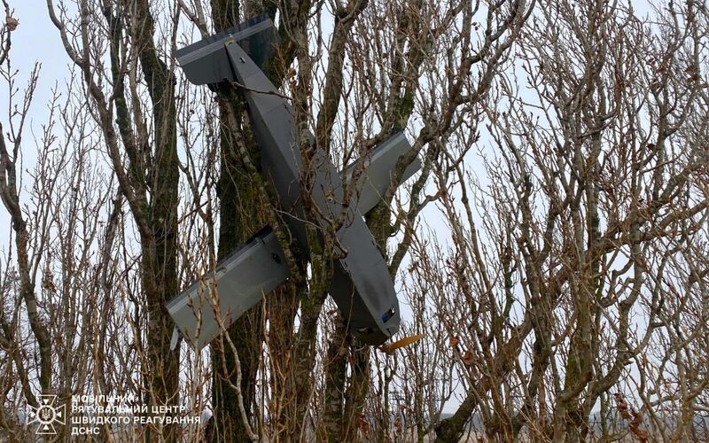 На Київщині ворожий дрон застряг на дереві