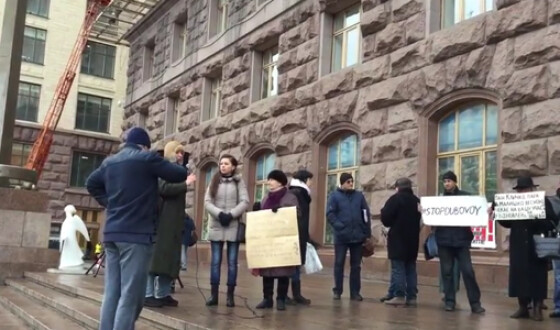 В Киеве протестовали против незаконных застроек. Видео
