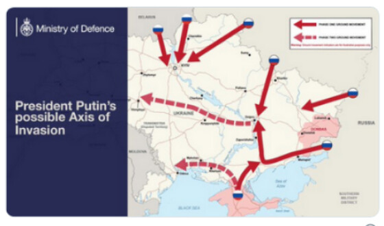 Британія показала карту «вторгнення» Росії, що готується
