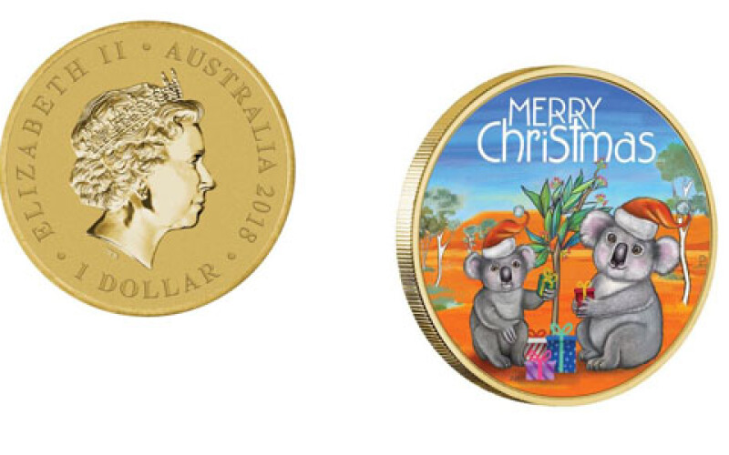 В Австралии выпустили монету с изображением коалы в шапке Санта-Клауса